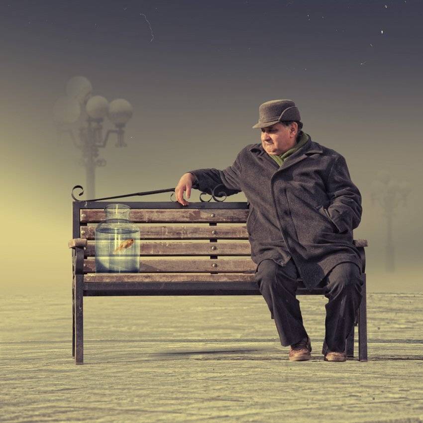 water, bench, man, sitting, alone, pole, fish, gem, Caras Ionut