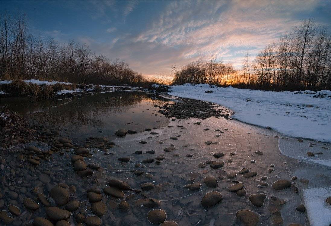 зима, декабрь, первый, снег, первый, лед, река, лаба, Николай Мысливцев