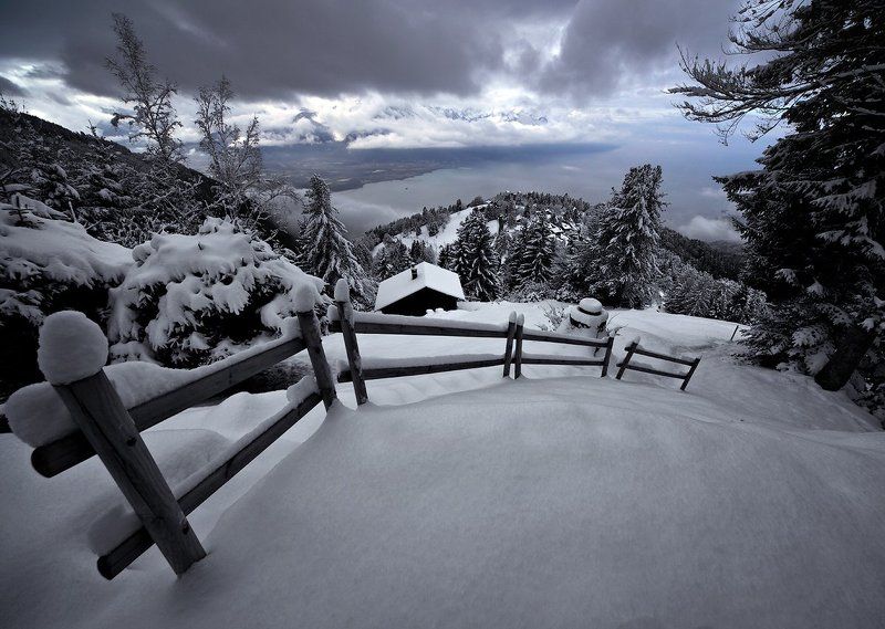 swiss,швейцария,зима,женевское озеро Заборчик фото превью