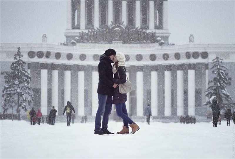 пара, поцелуй, зима, вднх, москва Winter Love фото превью