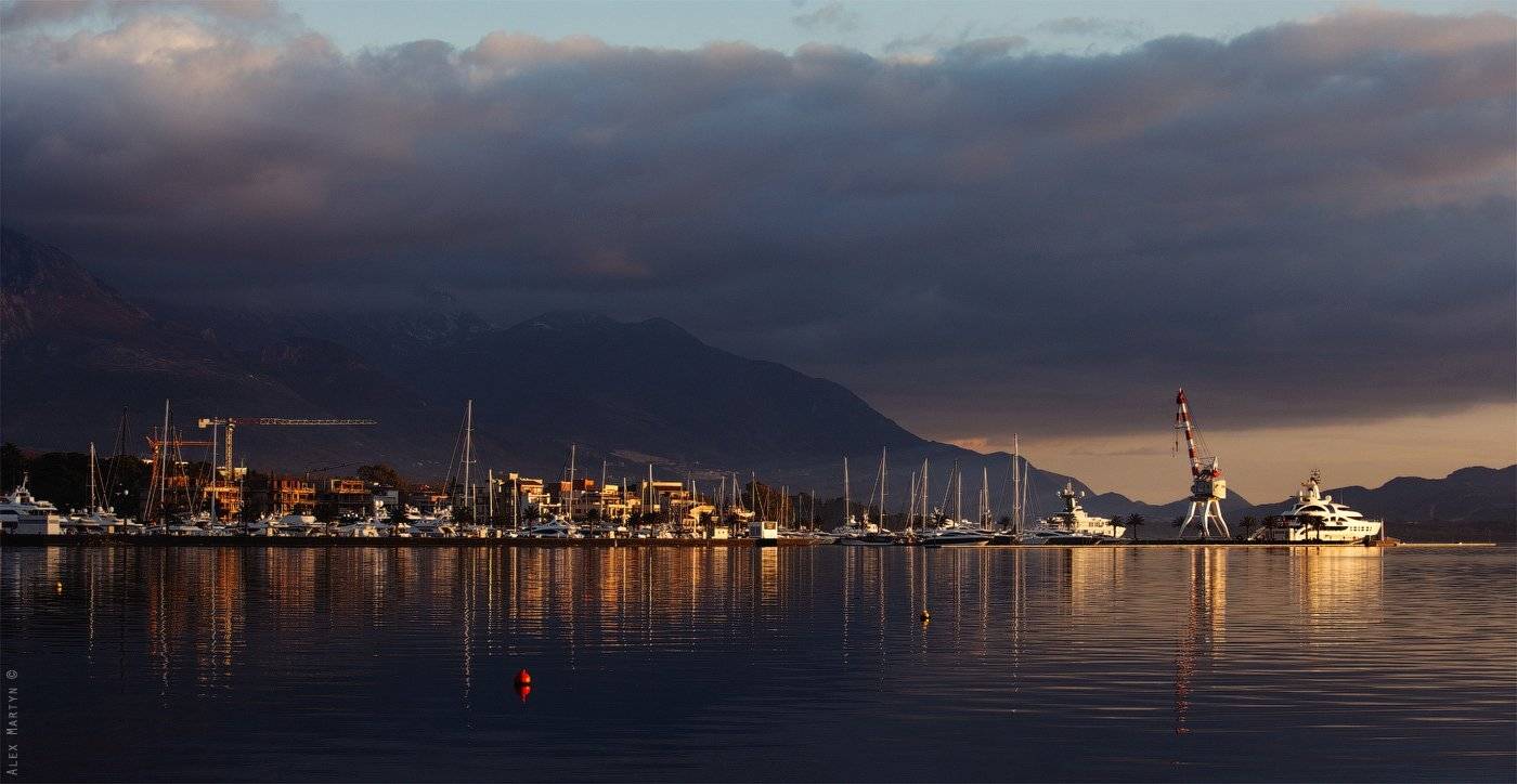 черногория, порто, монтенегро, море, закат, свет, яхты, Alexander Martynov