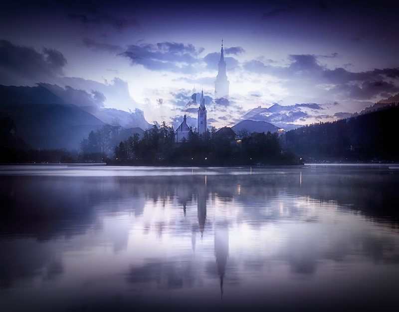 lake, reflections, sunset, slovenia, bled Dreams of lake Bled фото превью