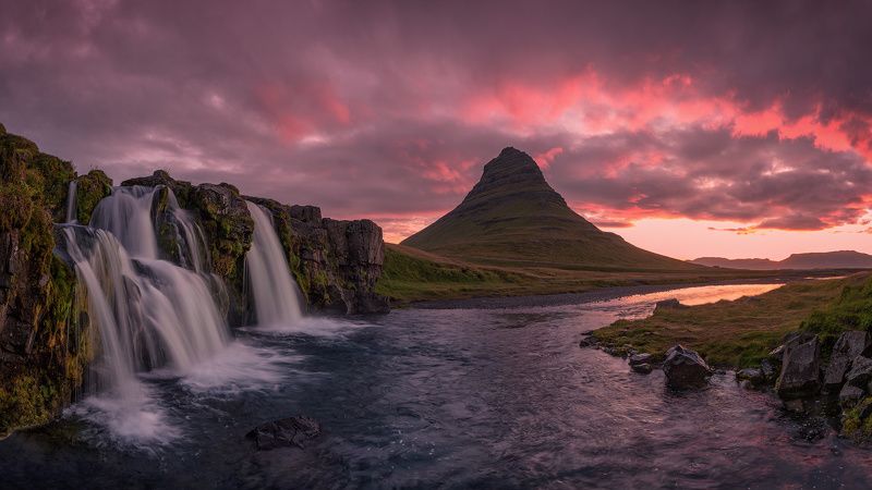 islandia, iceland, исландия, kirkjufellsfoss, киркьюфетль, kirkjufell Исландский рассвет. фото превью