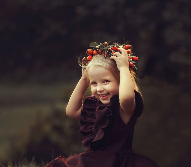 детский портрет, венок, девочка, портрет  фото превью