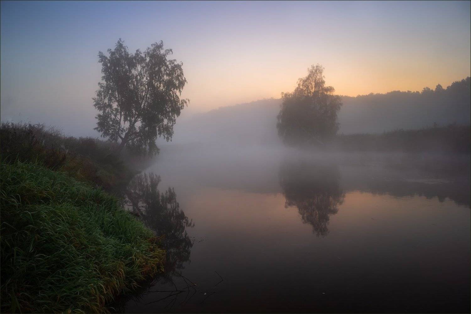 рассвет, река, дымка,, Сергей Шабуневич