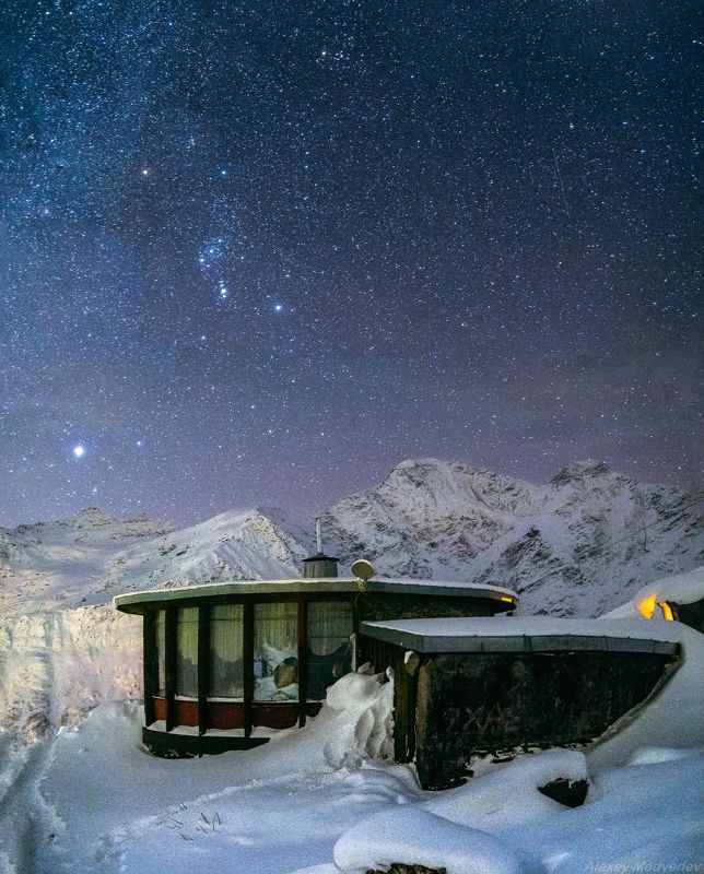 зима, кавказ, эльбрус, терскол, ночь, звезды, горы, Ай фото превью