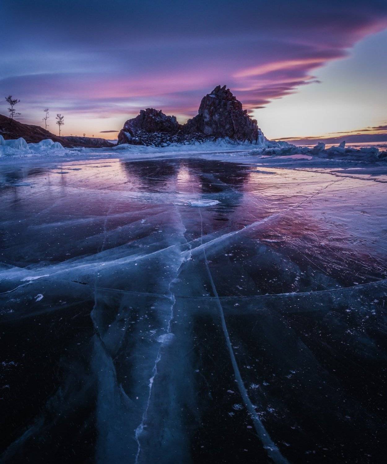 байкал, лед, скала, путешествия, закат, Сергей Шабанов