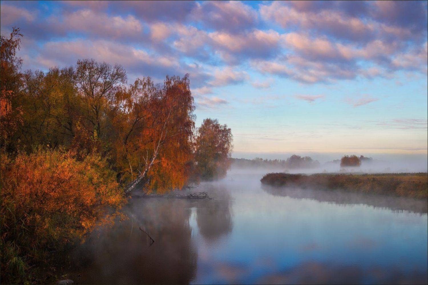 рассвет, река, осень,, Сергей Шабуневич