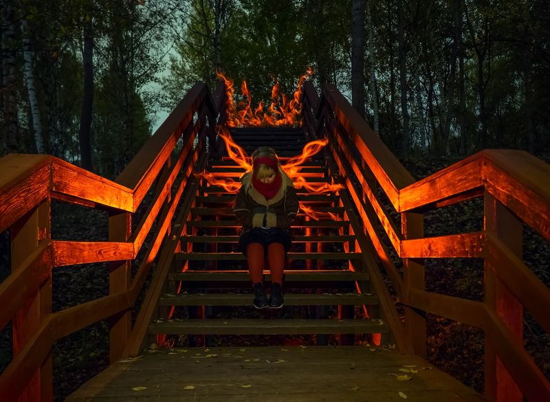 lightpainting, lightart, longexposure, nightphotography, light, night, portrait Burn everything with fire! фото превью