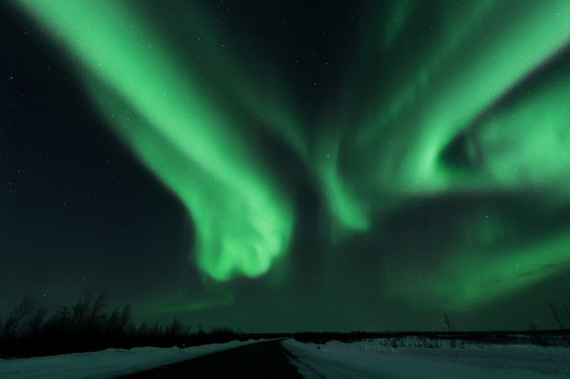 ямал, салехард , сияние ,ямал ,янао, пейзаж, природа ,полярный урал ,аврора Лисьи огни  фото превью