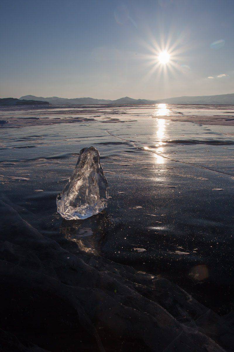 Байкал, лед, солнце, закат, зима, Сергей Козинцев