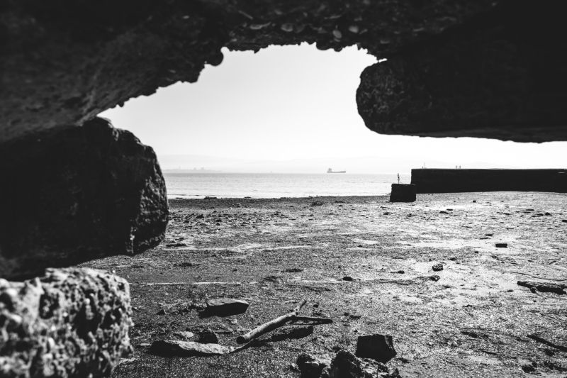 Словения, черно-белая, море, весна Море фото превью