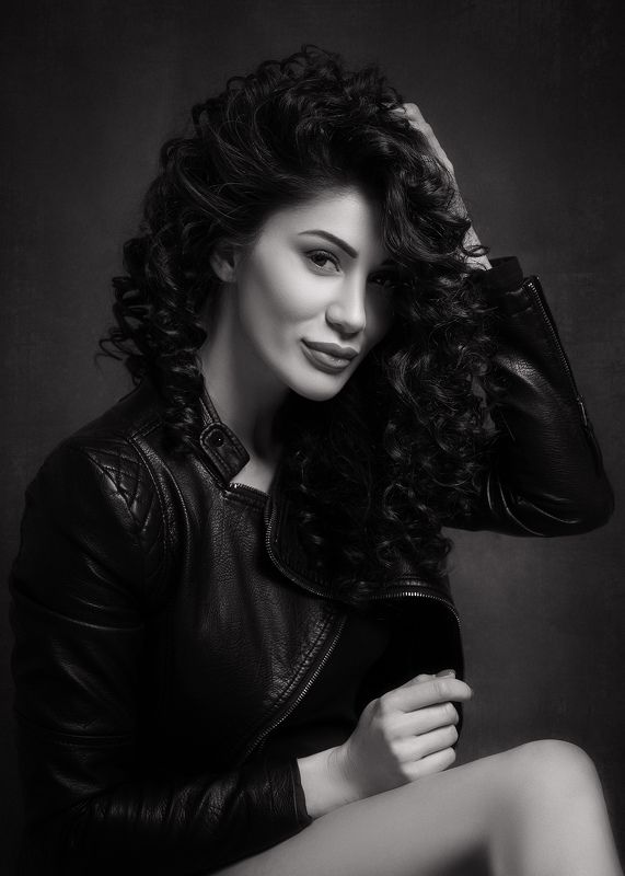 beauty, girl, cute, glamour, face, Portrait of M. in BW фото превью