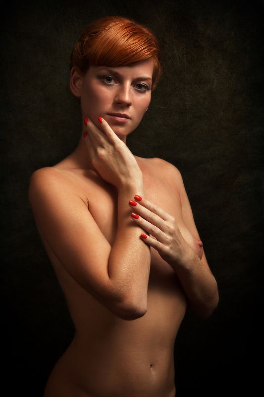 фото , цвет , девушка , ню , студия , рыжая Лиса фото превью