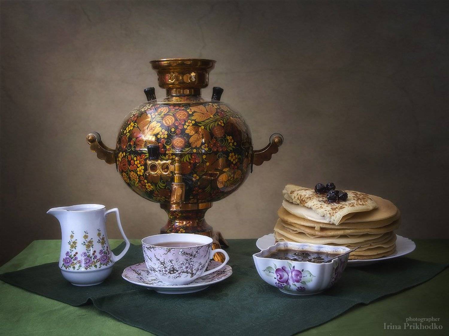 натюрморт, фуд фото, блины, Масленица, чай, самовар, Ирина Приходько