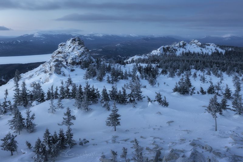 Зюраткуль, Нургуш, Южный Урал, Урал, зимний пейзаж 1200 м над уровнем чего-то там далёкого фото превью