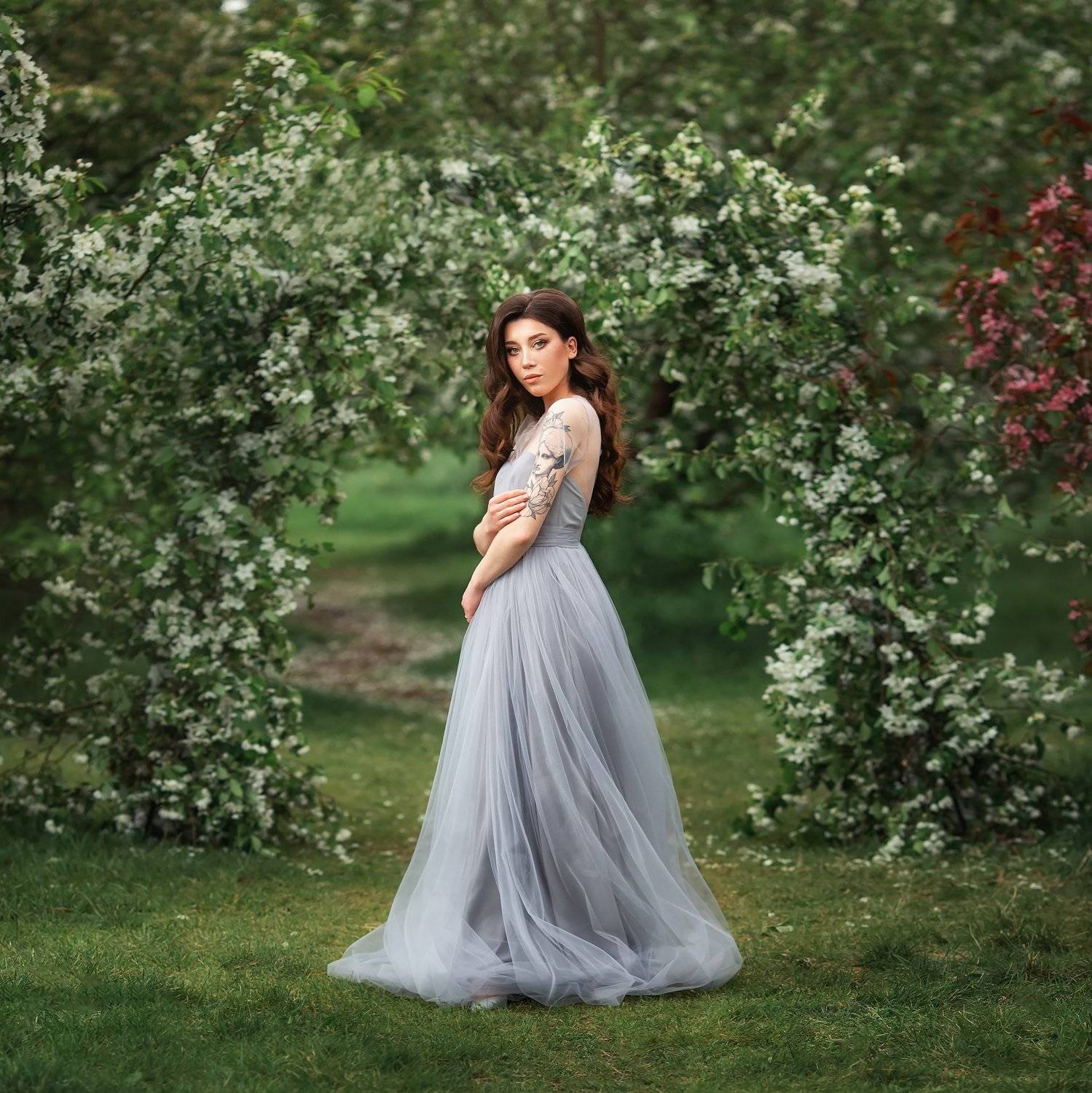 Лето, модель, яблони, девушка, Бармина Анастасия