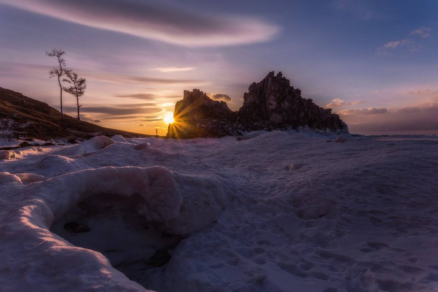 байкал, зима, лед, мнег, путешествие, закат, солнце, Сергей Шабанов