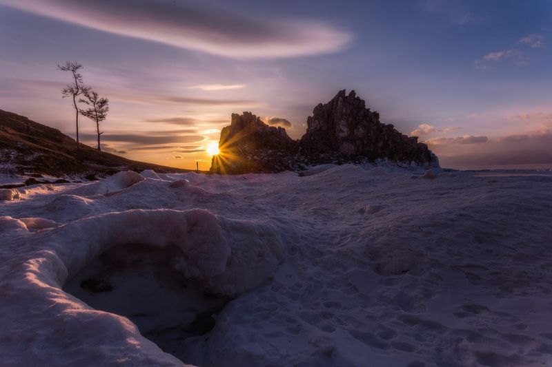 байкал, зима, лед, мнег, путешествие, закат, солнце Последние холодные лучи фото превью