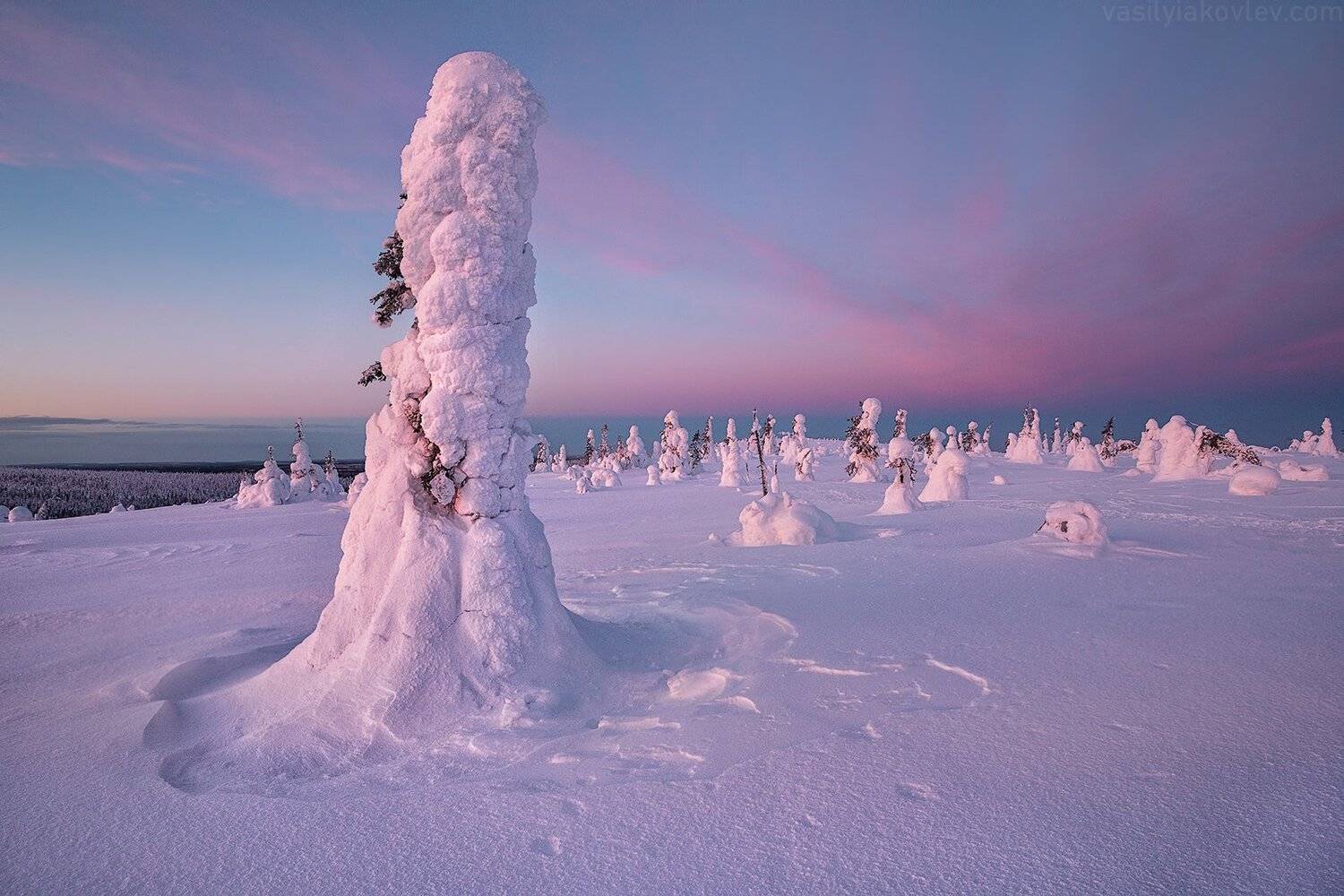 финляндия, лапландия, зима, закат, Василий Яковлев