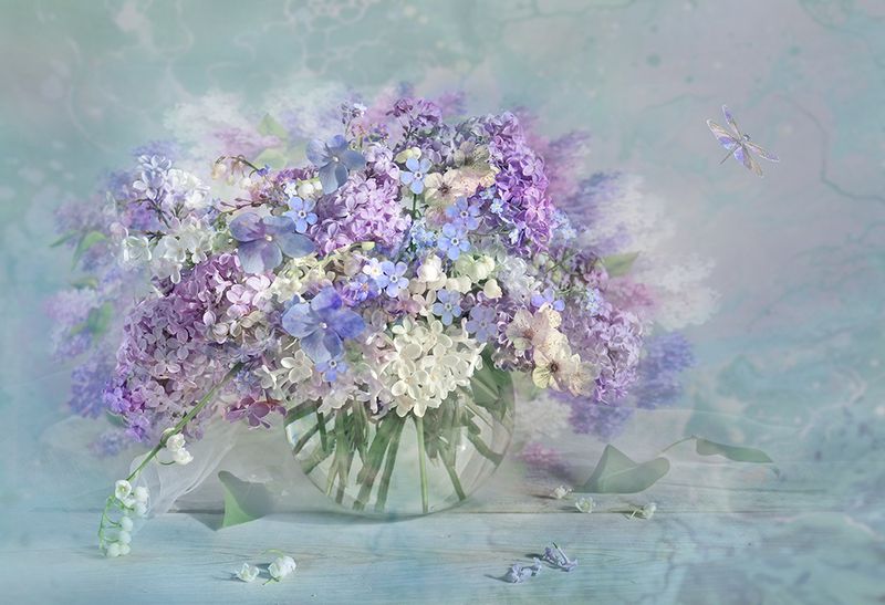 весна цветы букет ландыши незабудки сирень Весенняя гамма чувств фото превью