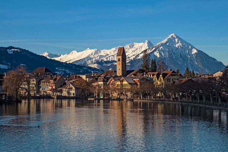 swiss, swiss alps, alps, alpen, interlaken, church, lake, mountains, альпы, горы, интерлакен, швейцария, озеро, церковь [interlaken] фото превью
