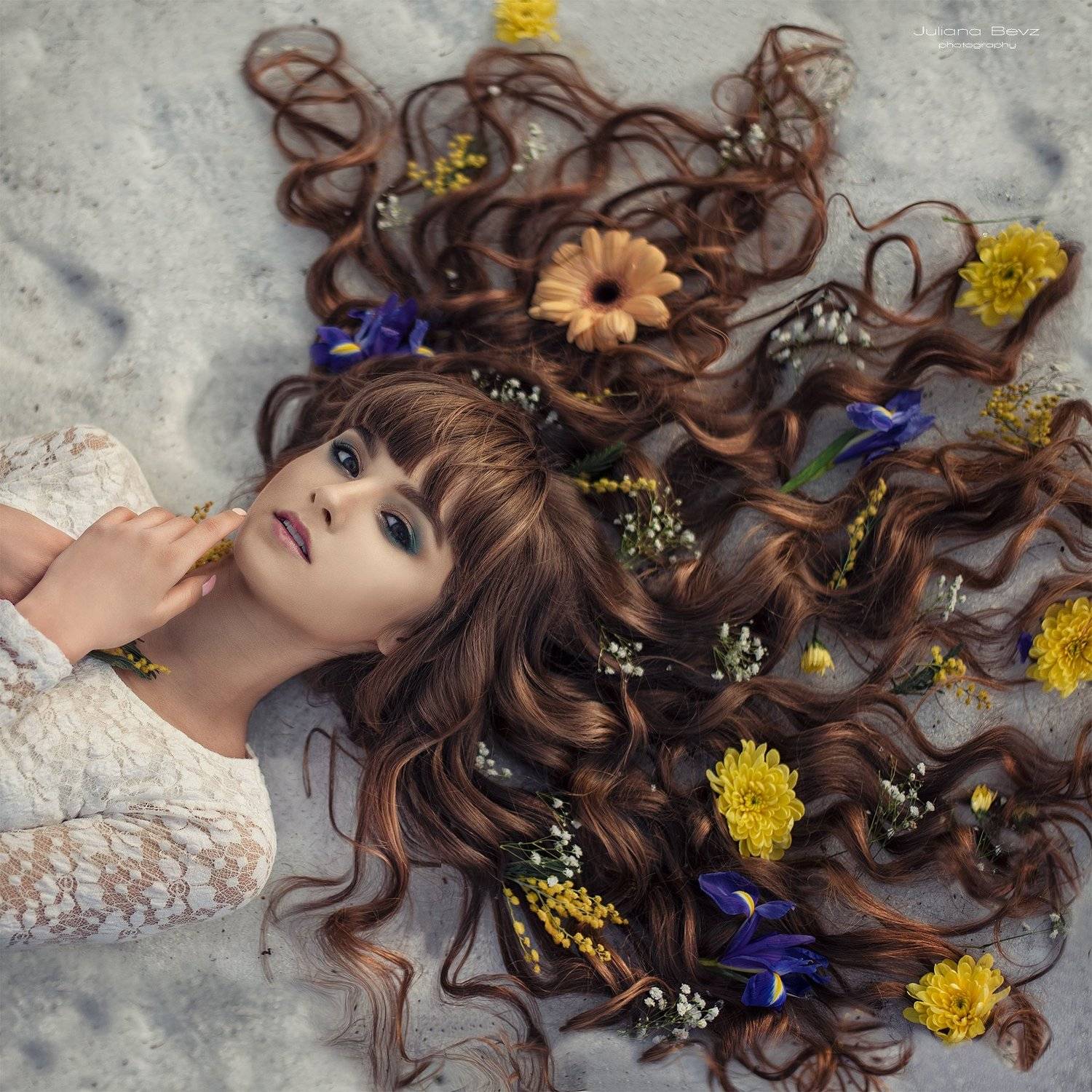 девушка, весна, цветы, снег, девушка весна, белое платье, Juliana Bevz