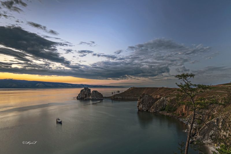 озеро, мыс, вечер, закат, пейзаж Вечер на мысе Бурхан фото превью