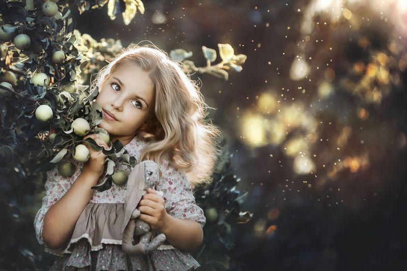 портрет, дети, Про яблочки фото превью