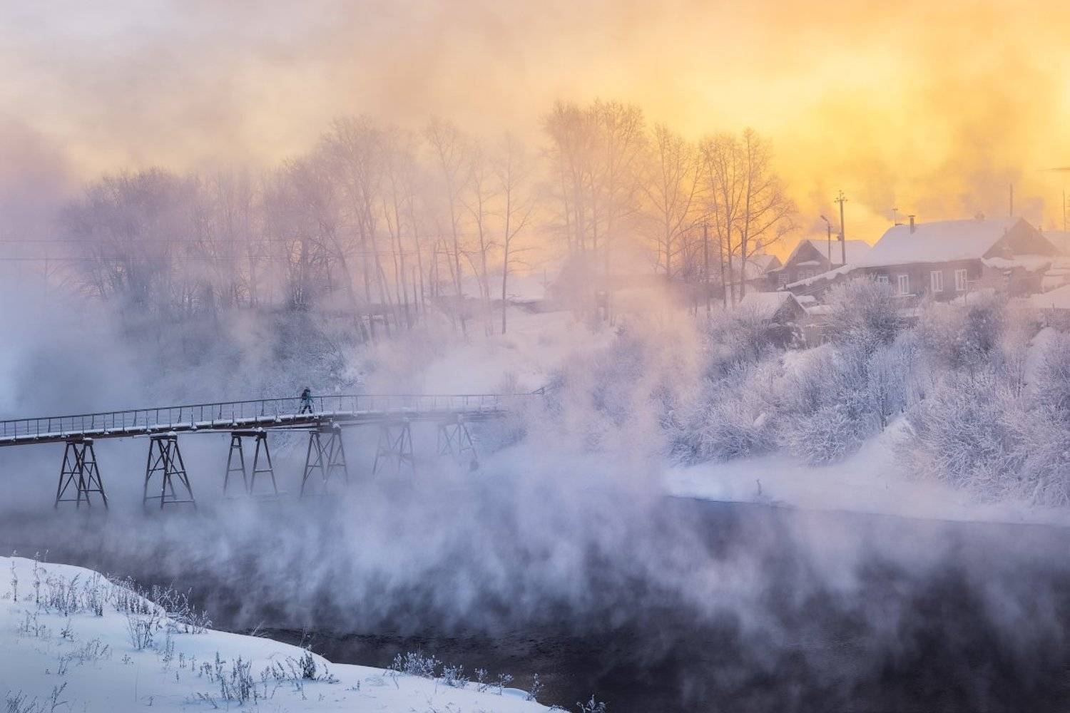 зима, река, холод, туман, Дмитрий Медянцев