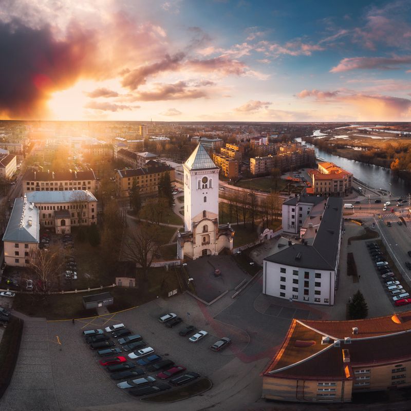 sunset,cityscape,jelgava,drone,light,city,landscape Jelgava фото превью