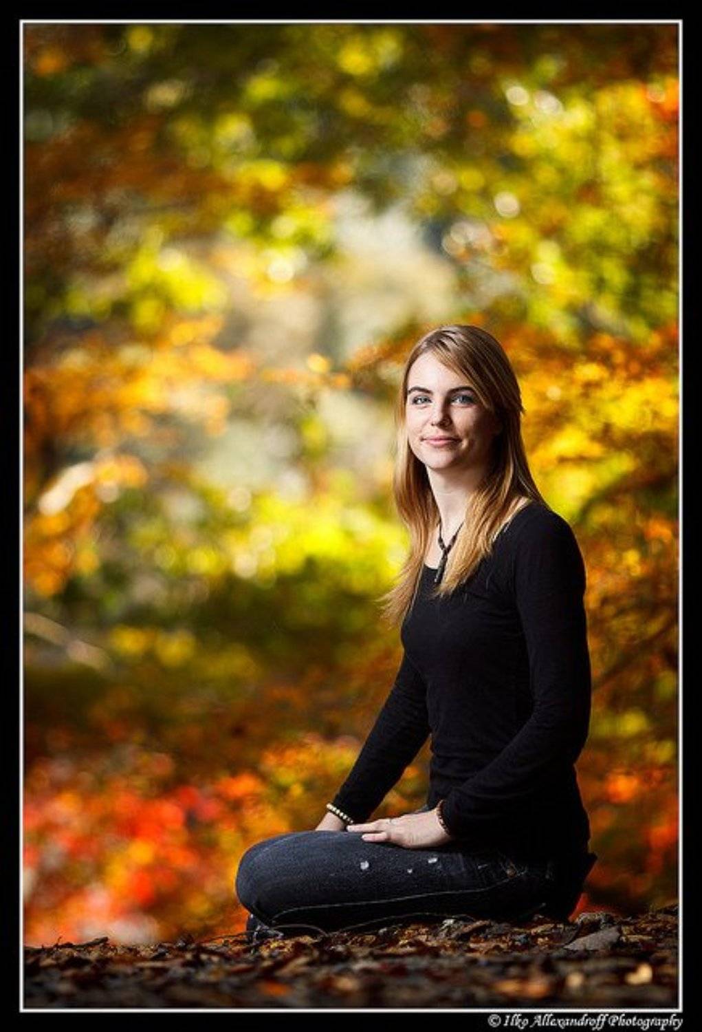 golden, autumn, strobist, blond, orange, umbrella, Ilko Allexandroff