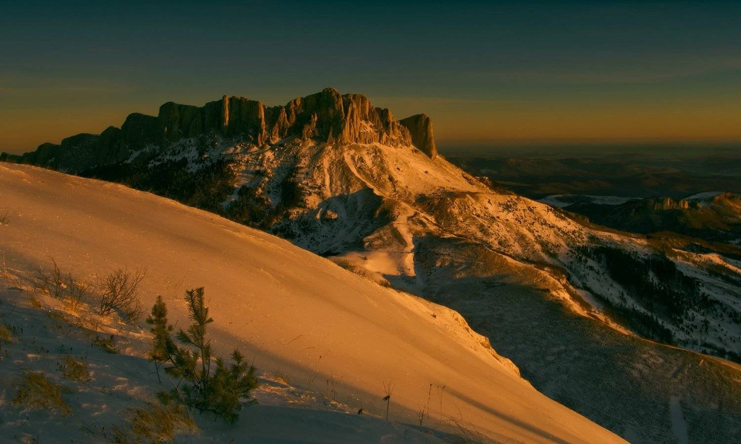 горы, кавказ, рассвет, тхач, зима январь, ФЁДОР