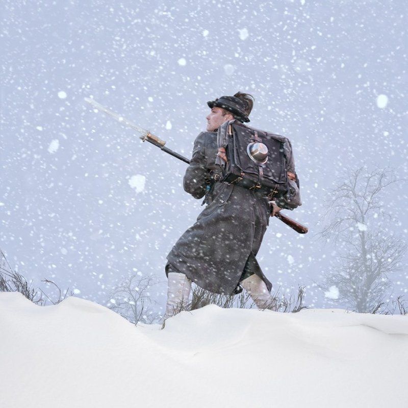 winter, tree, snow, alone, knife, hunter, ready The hunter фото превью