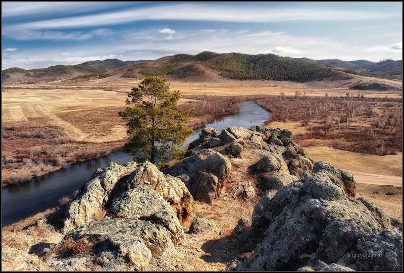 бурятия, горы, река, долина, осень Осененная долина фото превью