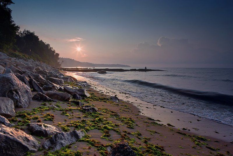 утро июля, восход солнца, черного моря, варна, пляже Утро июля фото превью