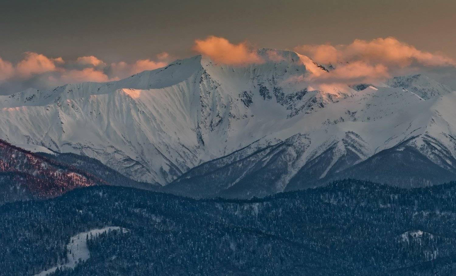 зима, кавказ, закат, ФЁДОР