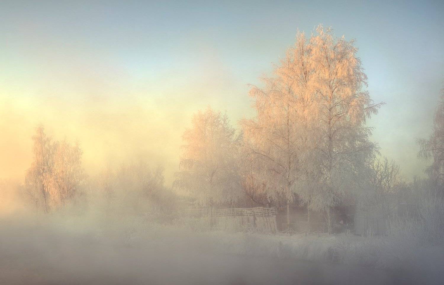 пейзаж, зима, река, пар., Ефимов Александр