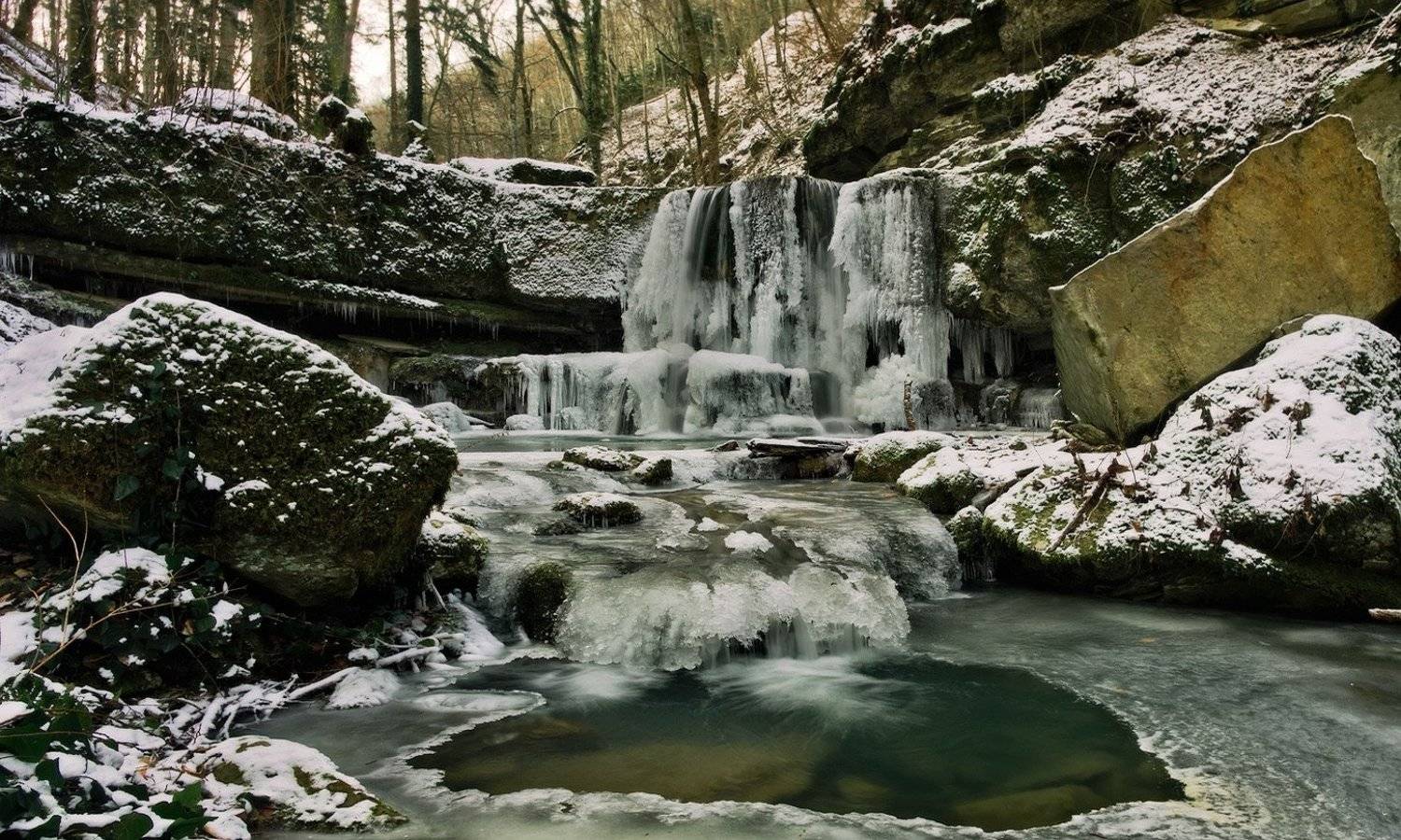 горы, кавказ, лёд, река, каверзе, зима, ФЁДОР