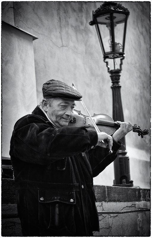 Уличный скрипач с грустными глазами или Соло одинокого фонаря фото превью