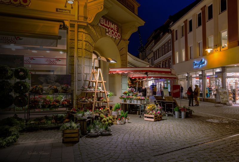 Вечерний город Eisenach...Цветочный магазинчик... фото превью