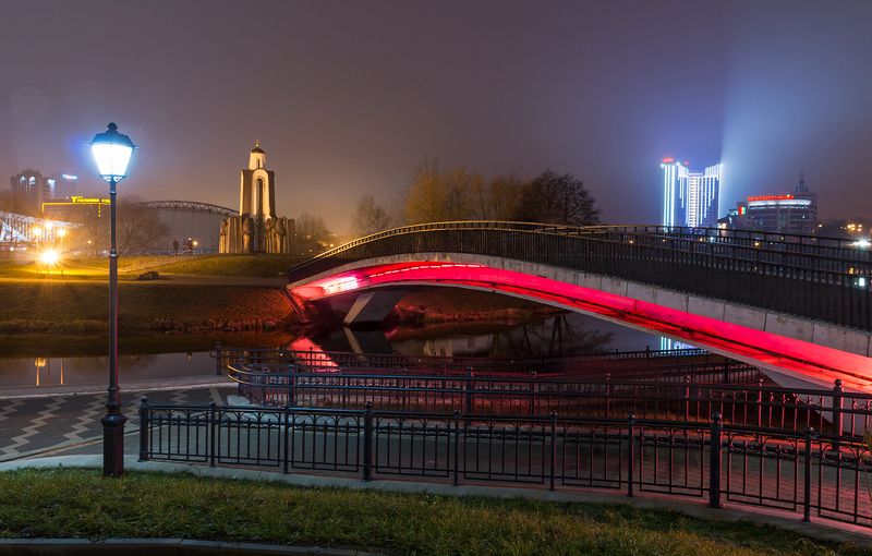 город, минск, мост Краски вечернего Минска фото превью