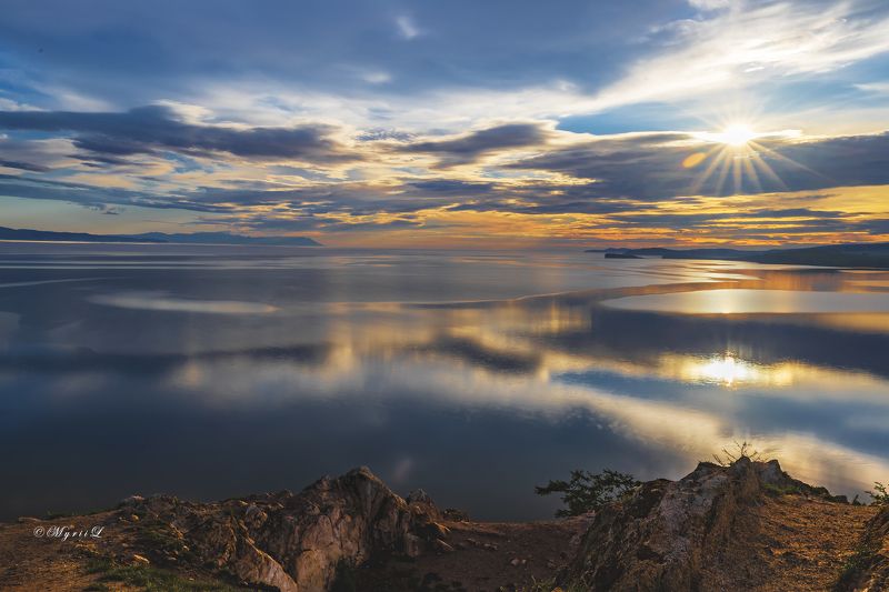 мыс, восход, утро, пейзаж,  Восход на Байкале фото превью
