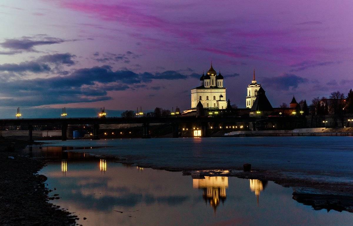 псков, россия, вечер, закат, Майя Афзаал