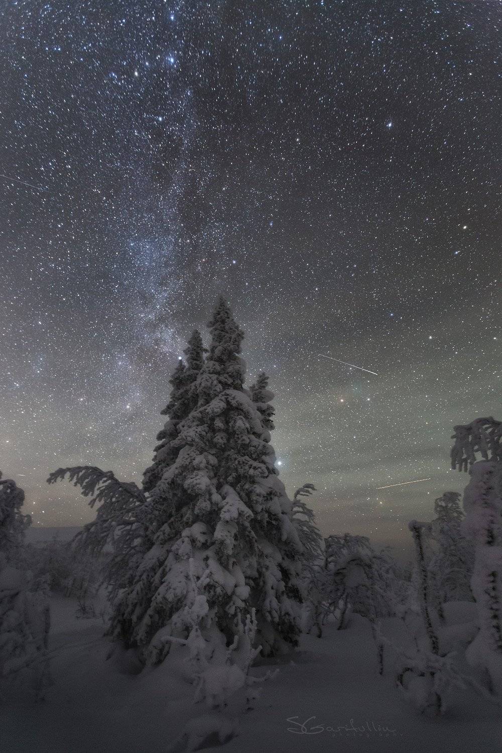 урал, северный урал, природа, гух, главный уральский хребет, лямпа, звезды, млечный путь, звёзды, зимний пейзаж, ночной пейзаж, Сергей Гарифуллин