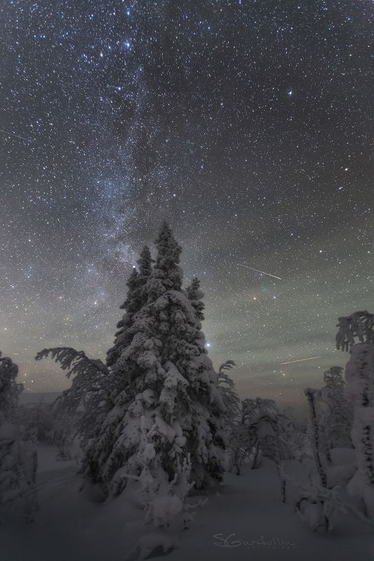 урал, северный урал, природа, гух, главный уральский хребет, лямпа, звезды, млечный путь, звёзды, зимний пейзаж, ночной пейзаж Стражи ночи фото превью