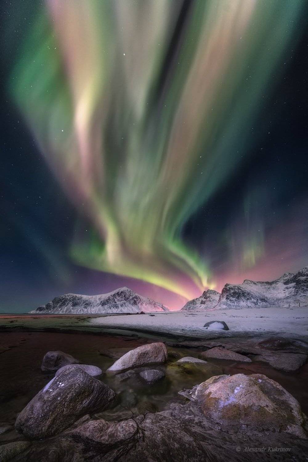 лофотены, пейзаж, сияние, Александр Кукринов