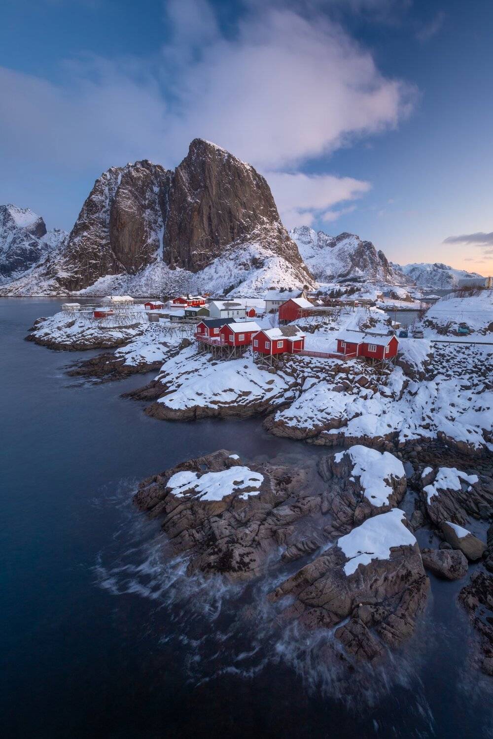winter,lofoten,hamnoy,norway,norwegian,robuer,red houses,sea,sea shore,sunrise,mountains,north,, Adrian Szatewicz