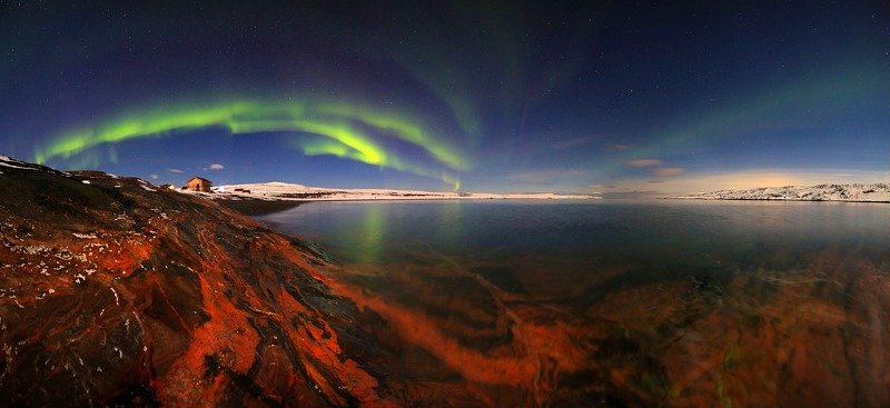 тундра, север, побережье, полярное сияние, гранит, берег Песнь льда и пламени фото превью