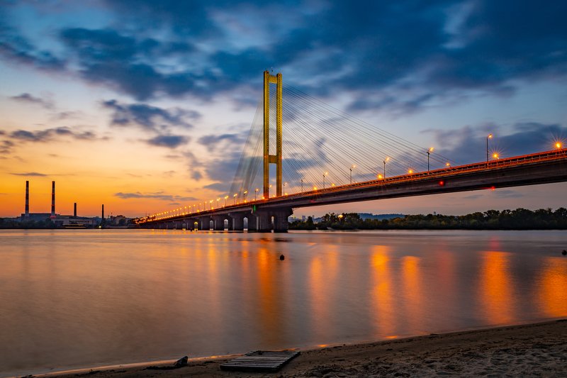 Dawn Dusk Nature Sky Sunset Red Sky Южный мост фото превью